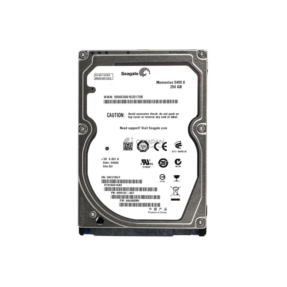 ST9250315AS SEAGATE  HARD DRIVE 250GB 5.4K 3G 2.5 SATA